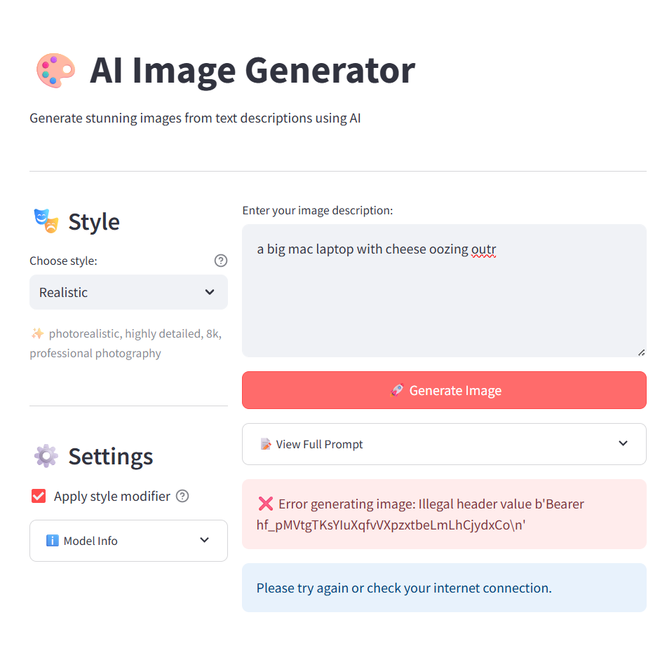 AI Image Generator Screenshot