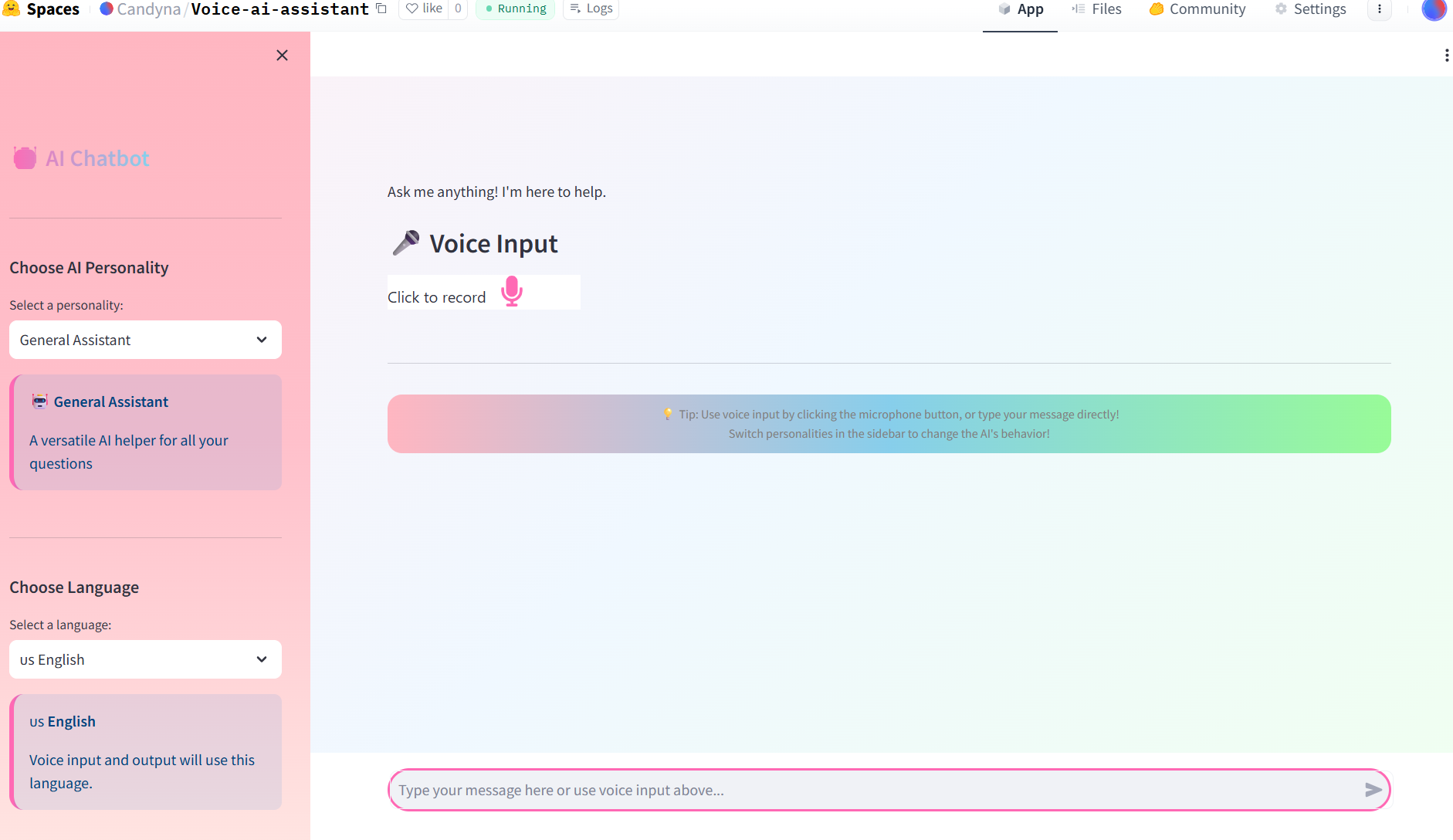 Voice AI Assistant Screenshot